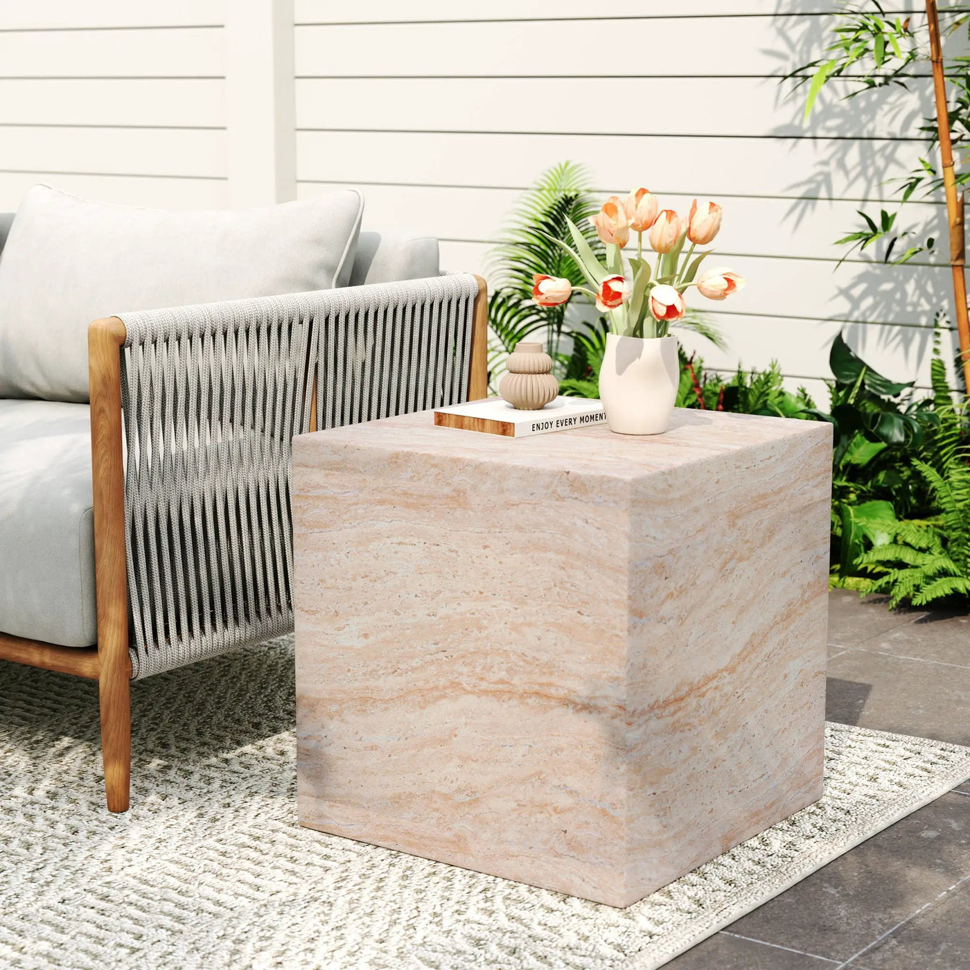 Outdoor Indoor Square Lightweight Side Table by HouseOfZazla