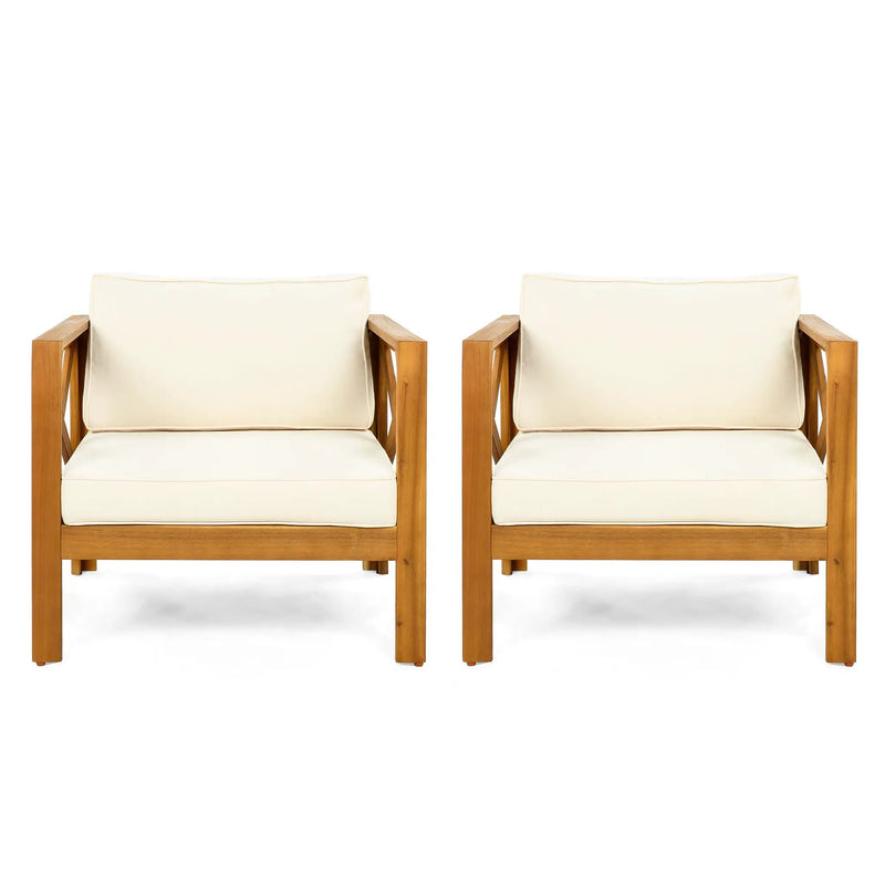 Outdoor Acacia Wood Club Armchair with Cushions (Set of 4) by HouseOfZazla