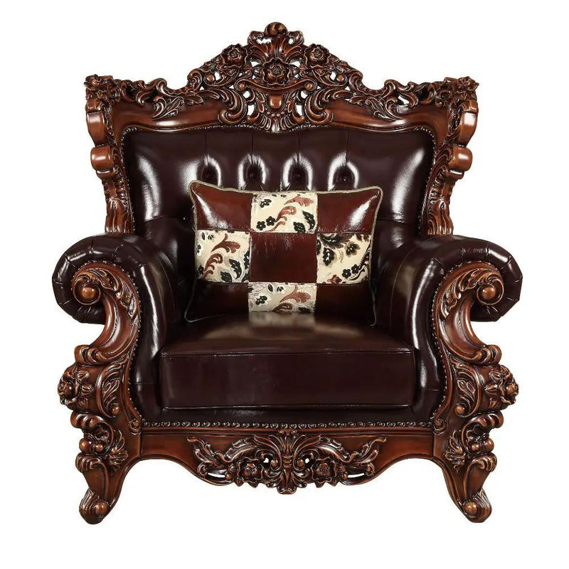 Forsythia - Chair - Espresso Top Grain Leather Match & Walnut by Unique Piece Furniture