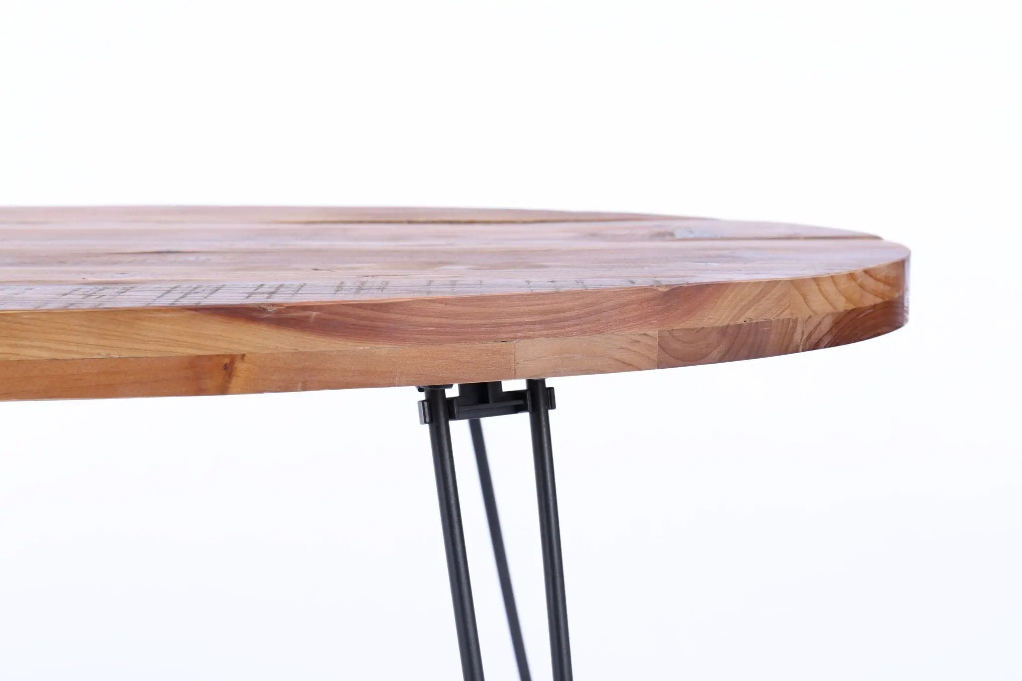 Oval Natural Reclaimed Wood Foldable Cocktail Table For Your Living Room - Natural by HouseOfZazla