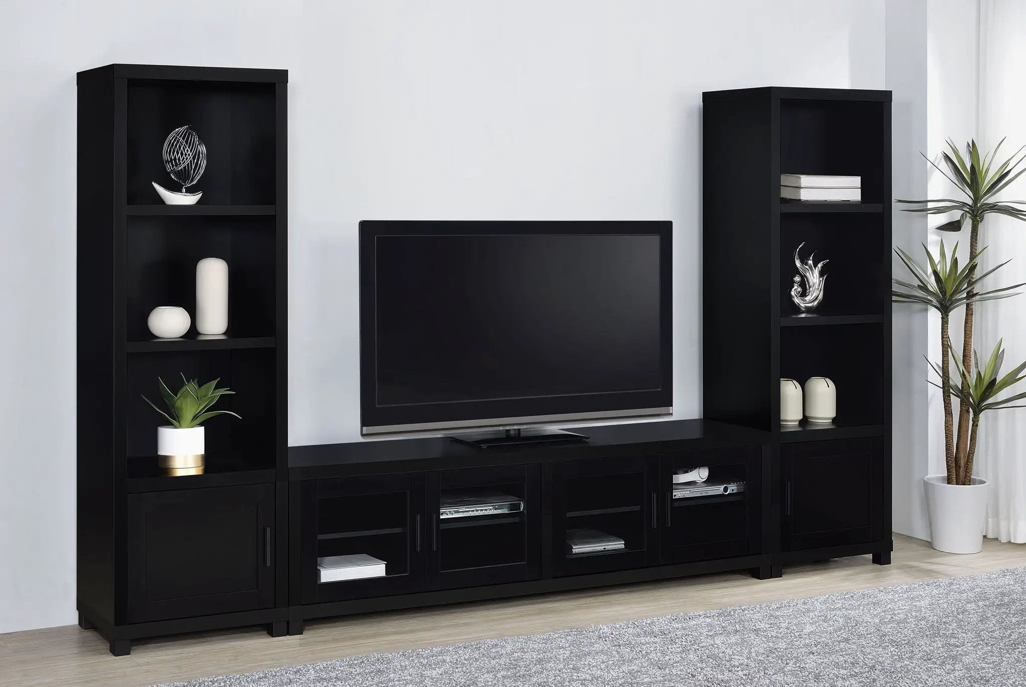 Jupiter 3-piece Entertainment Center 79-inch TV Stand Black by Unique Piece Furniture
