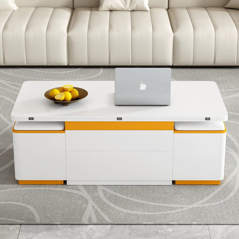 Lift Top Coffee Table With 4 Storage Stools by Unique Piece Furniture