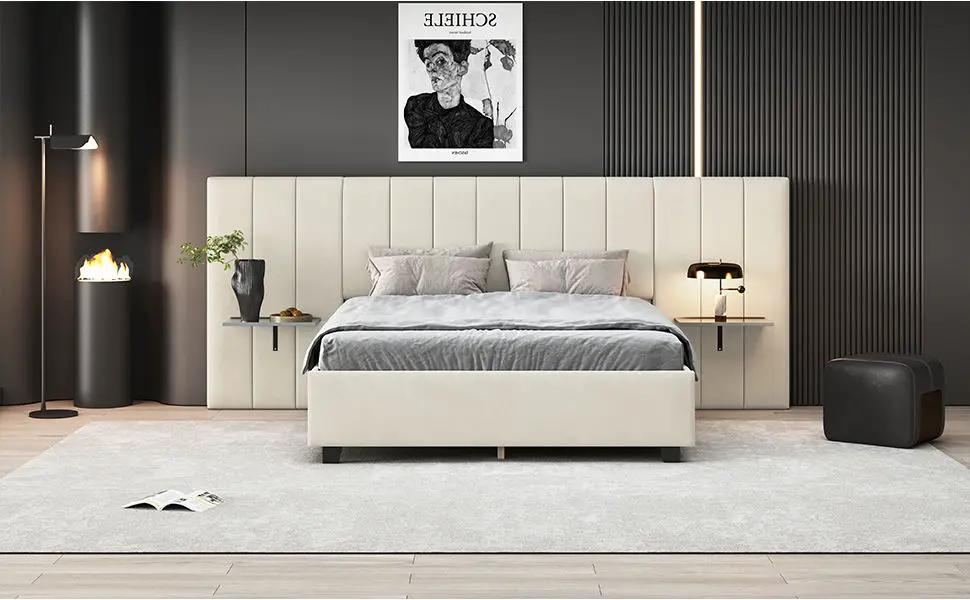 Upholstered Platform Bed With Big Headboard by HouseOfZazla