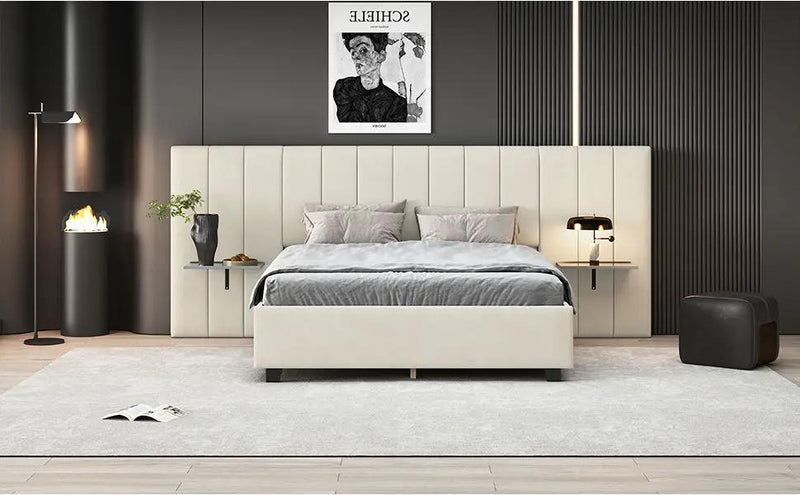 Upholstered Platform Bed With Big Headboard by HouseOfZazla