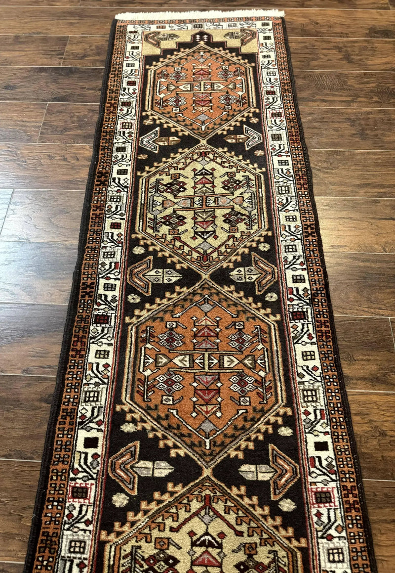 Persian Tribal Runner Rug 2.4 x 9.4, Geometric Medallions, Sarab Runner by Jewel Rugs