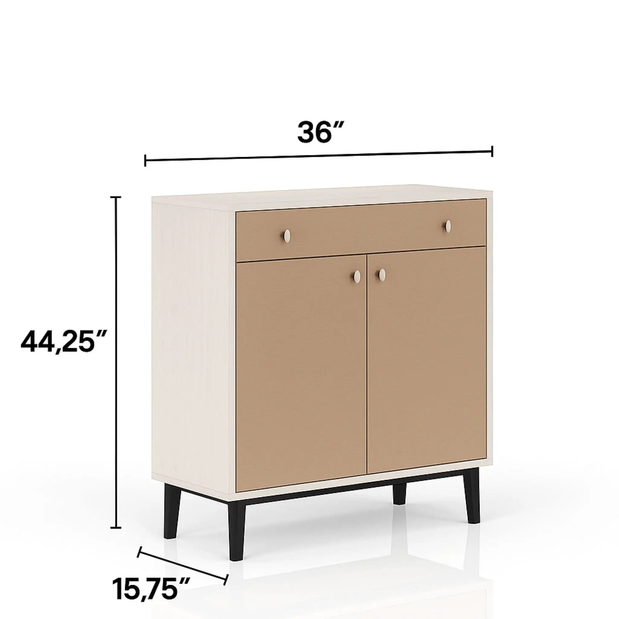 Bar Cabinet With Large Storage - White / Pecan by HouseOfZazla