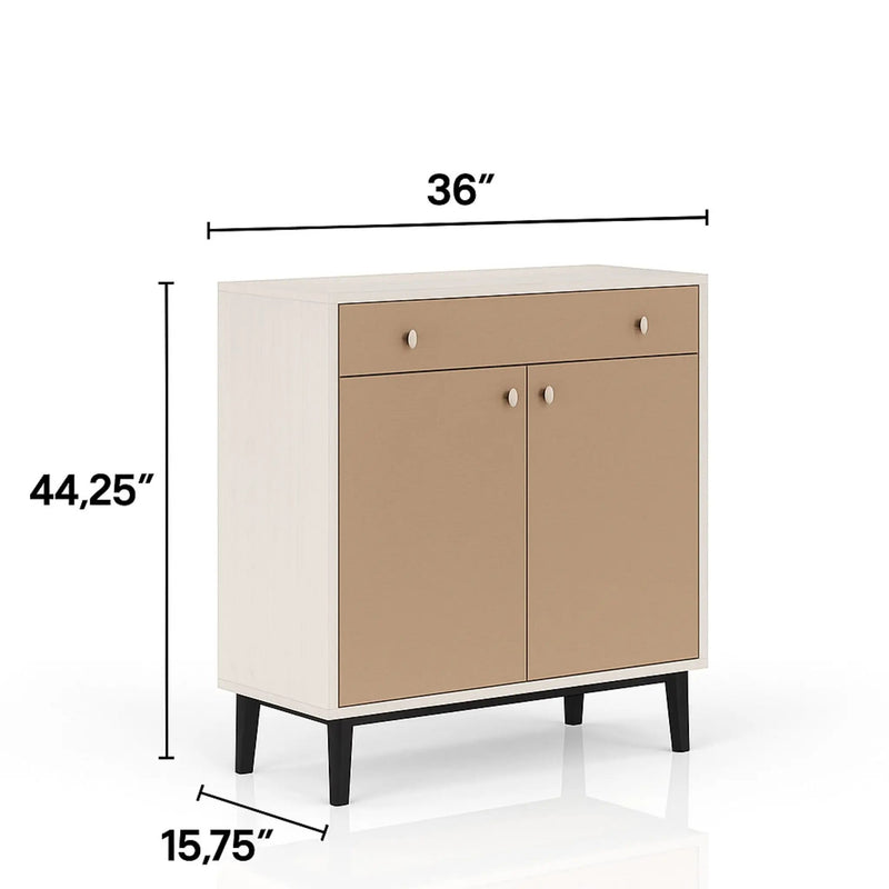 Bar Cabinet With Large Storage - White / Pecan by HouseOfZazla
