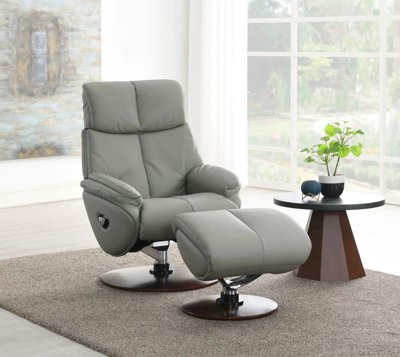 Kandoro - Top Grain Leather Accent Chair With Swivel & Ottoman - Gray by Unique Piece Furniture