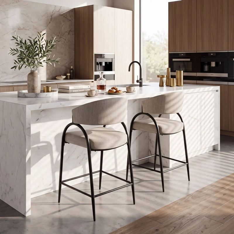 25'' Seat Height Modern Fabric Bar Stools with Back by HouseOfZazla