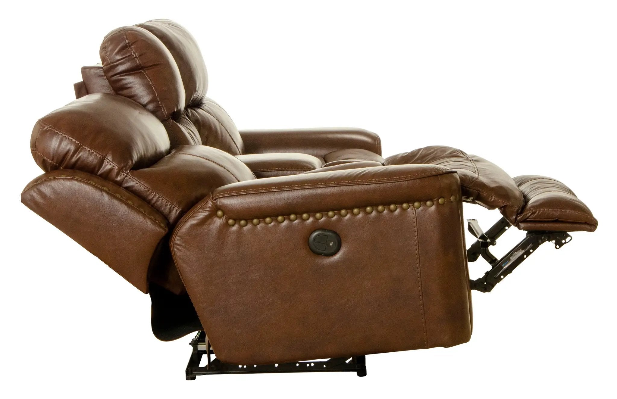 Ceretti - Power Reclining Console Loveseat - Brown Top Grain Italian Leather Match by Unique Piece Furniture