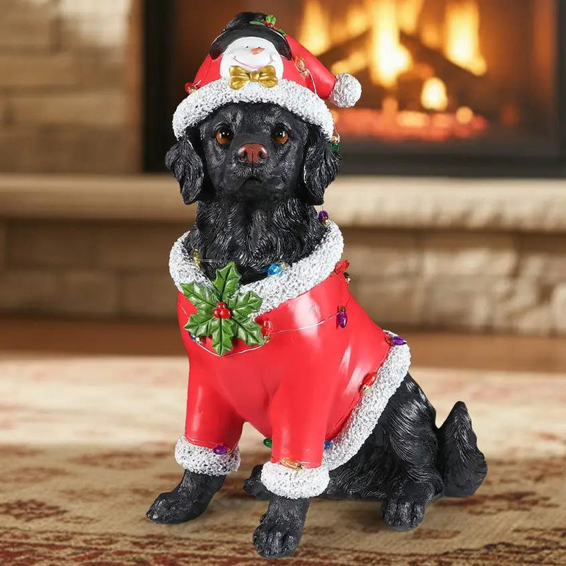 Christmas Dog Statue - Holiday Dog Figurine by HouseOfZazla