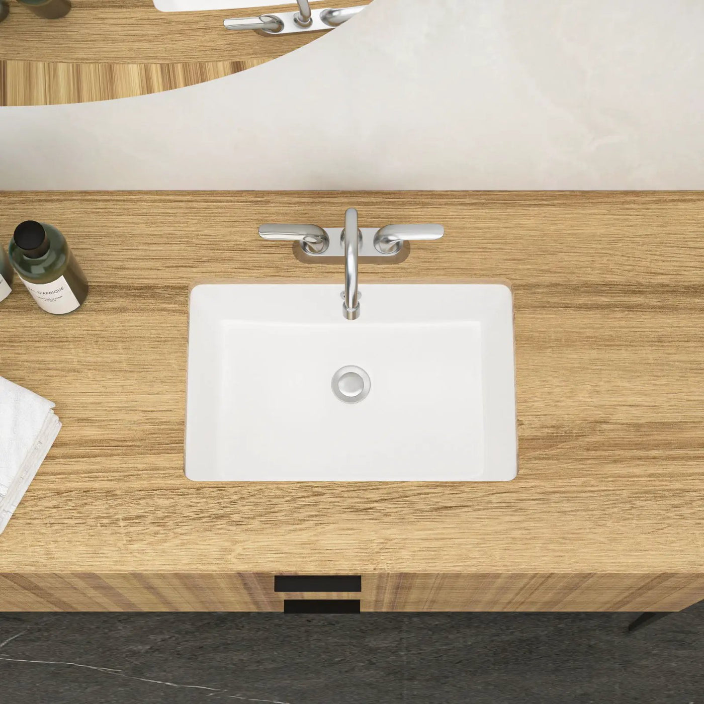 Modern Ceramic Rectangular Undermount Bathroom Sink With Overflow by HouseOfZazla
