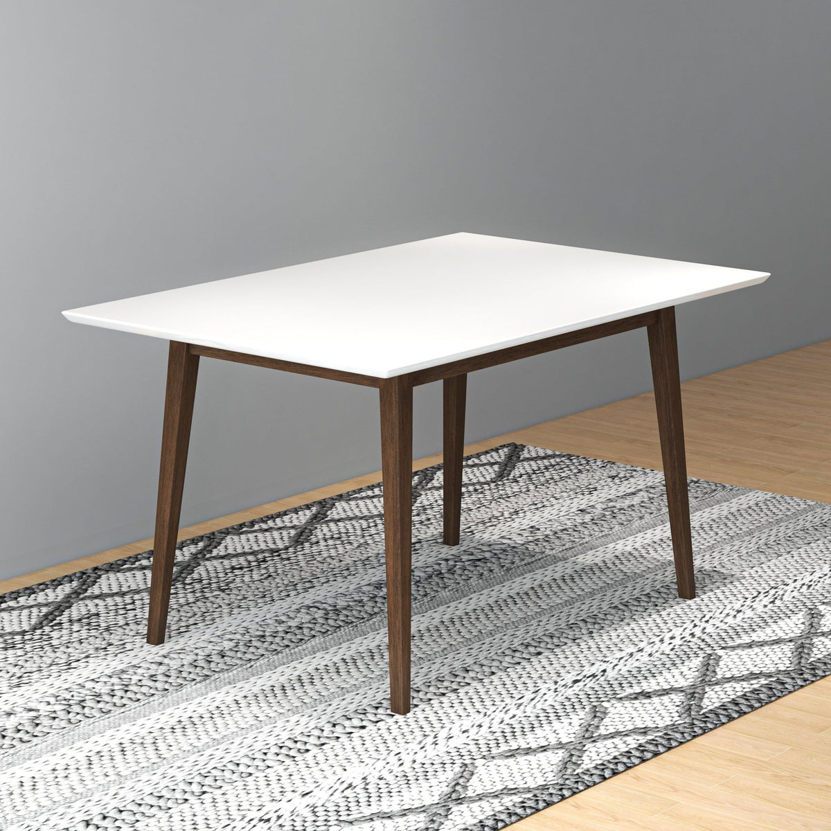 Rectangular Modern Dining Table with Solid Wood Construction – Dark Brown or White, photo 12 of 40