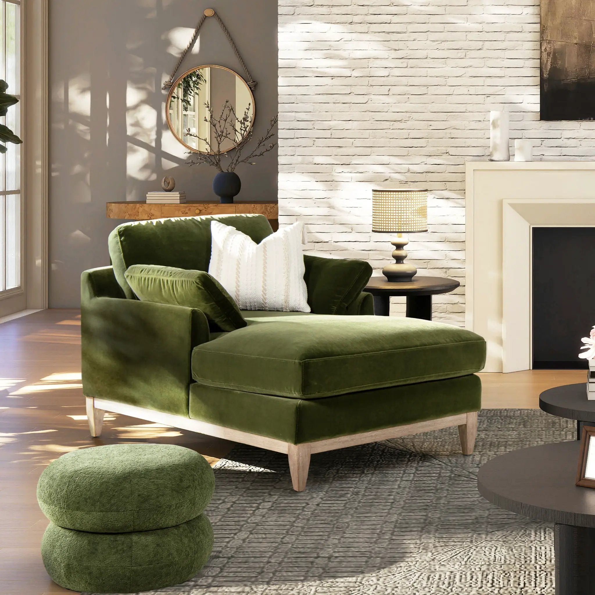 Pasadena - Modern Farmhouse Chaise Lounge Chair - Olive Green by Unique Piece Furniture