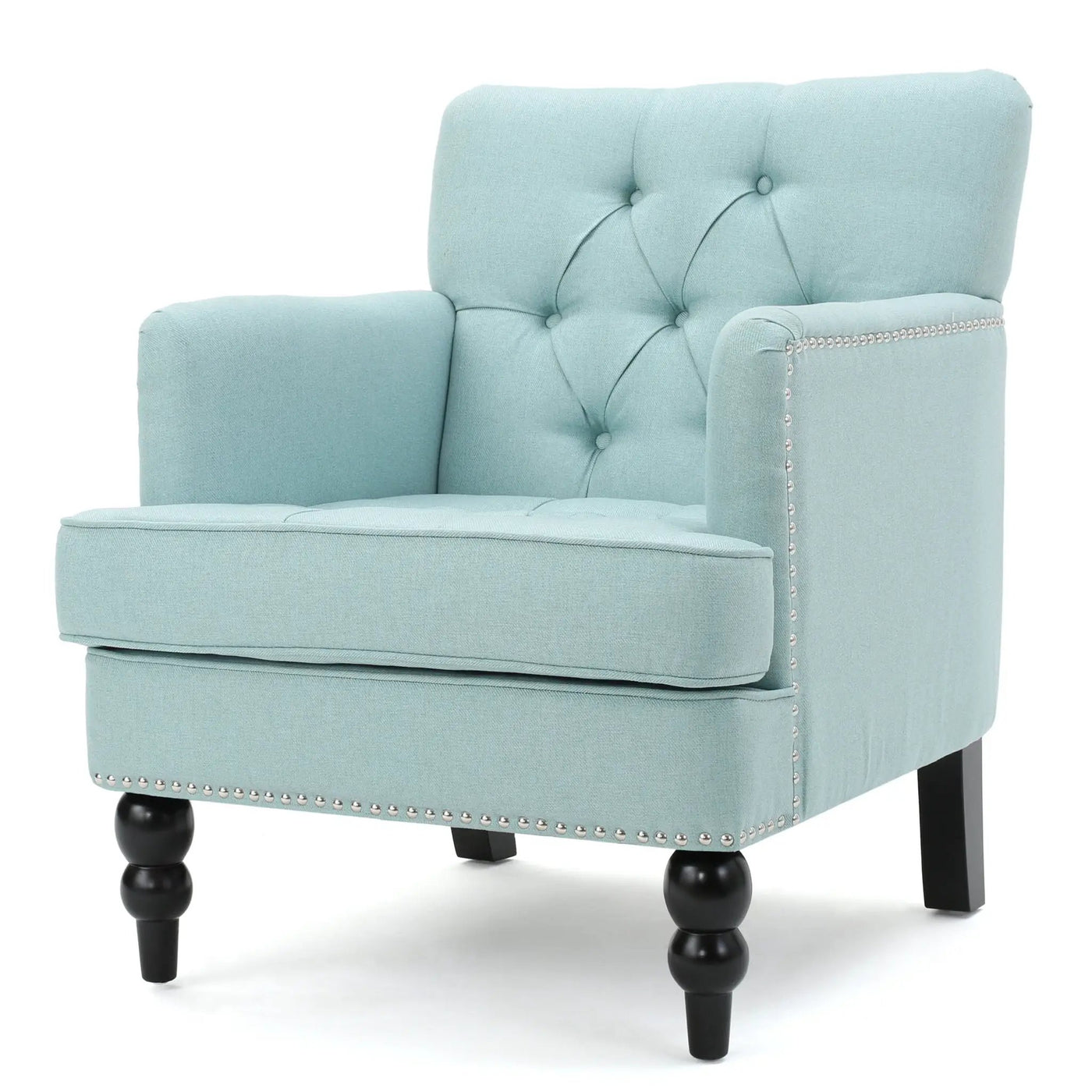 Harrison Tufted Club Chair with Button Tufted Back and Birch Wood Legs by HouseOfZazla