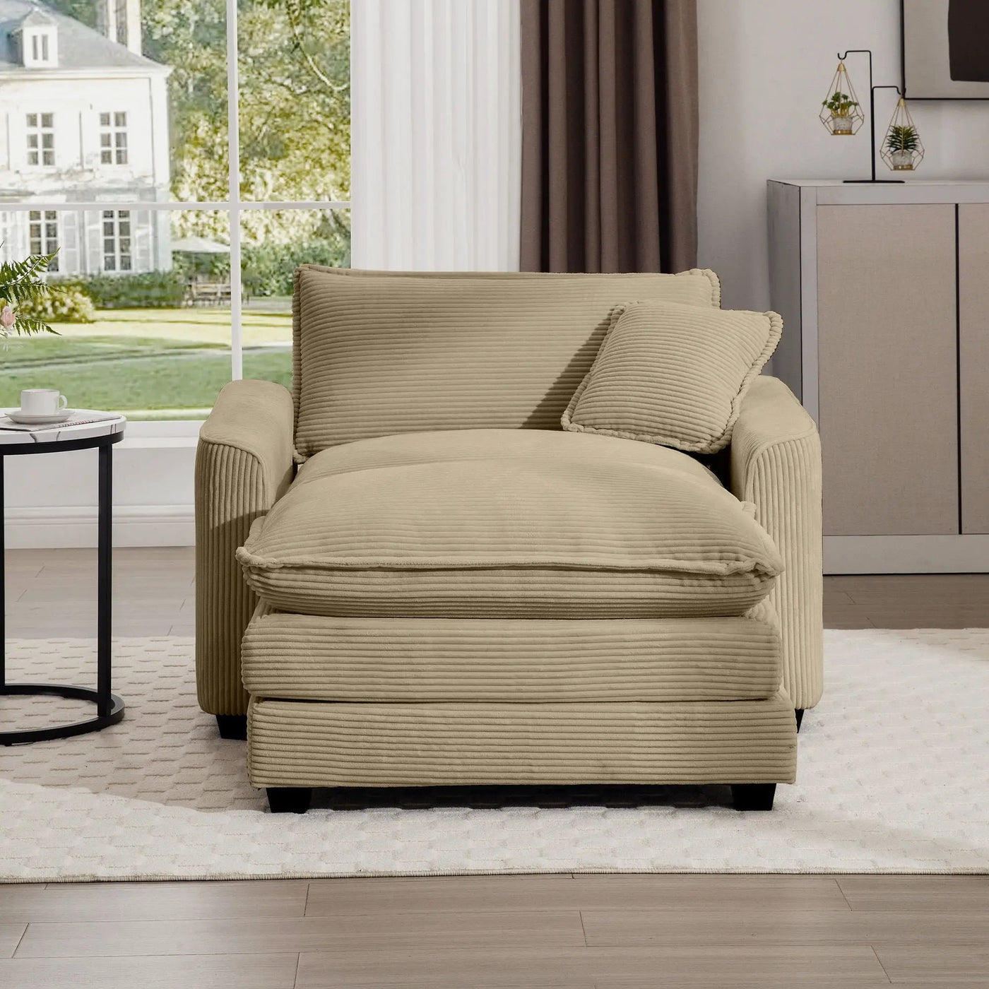 Classic Modern Comfortable Single Chair Deep Seat Sofa With Footstool by HouseOfZazla