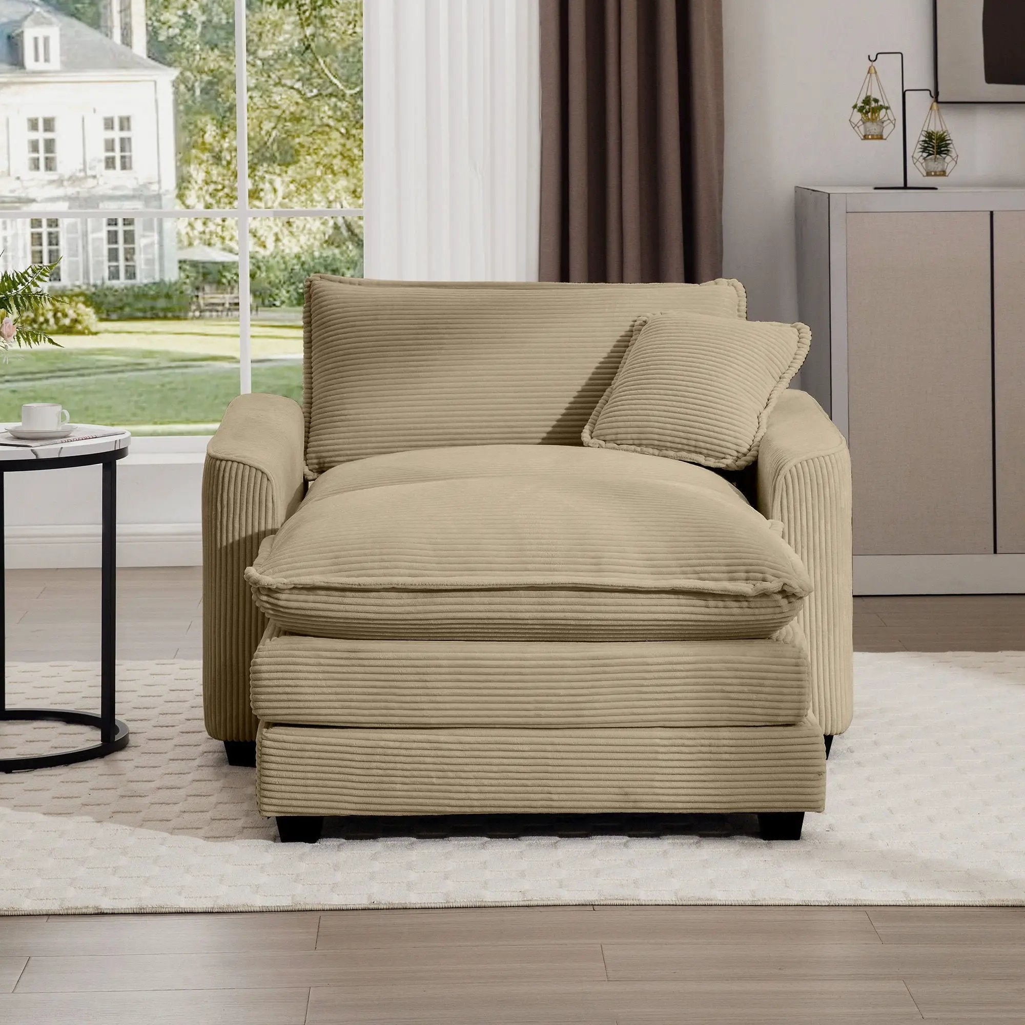 Classic Modern Comfortable Single Chair Deep Seat Sofa With Footstool by HouseOfZazla