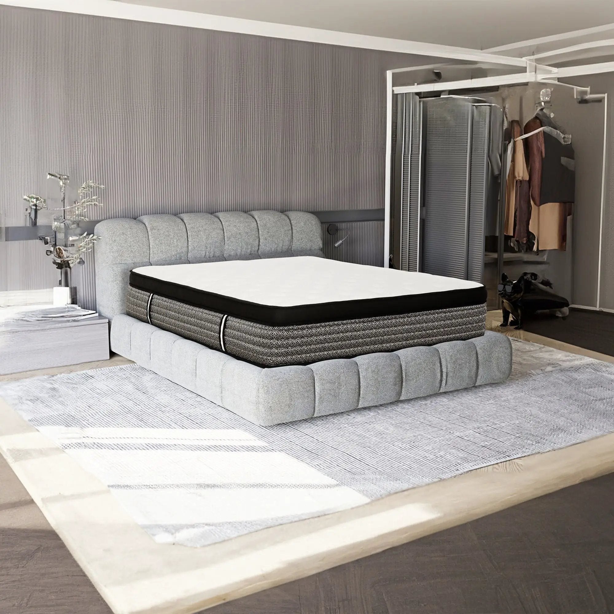 16" Premium Hybrid Mattress In A Box Plush Gel Memory Foam Top With Cooling Technology - Gray / White - Queen by HouseOfZazla