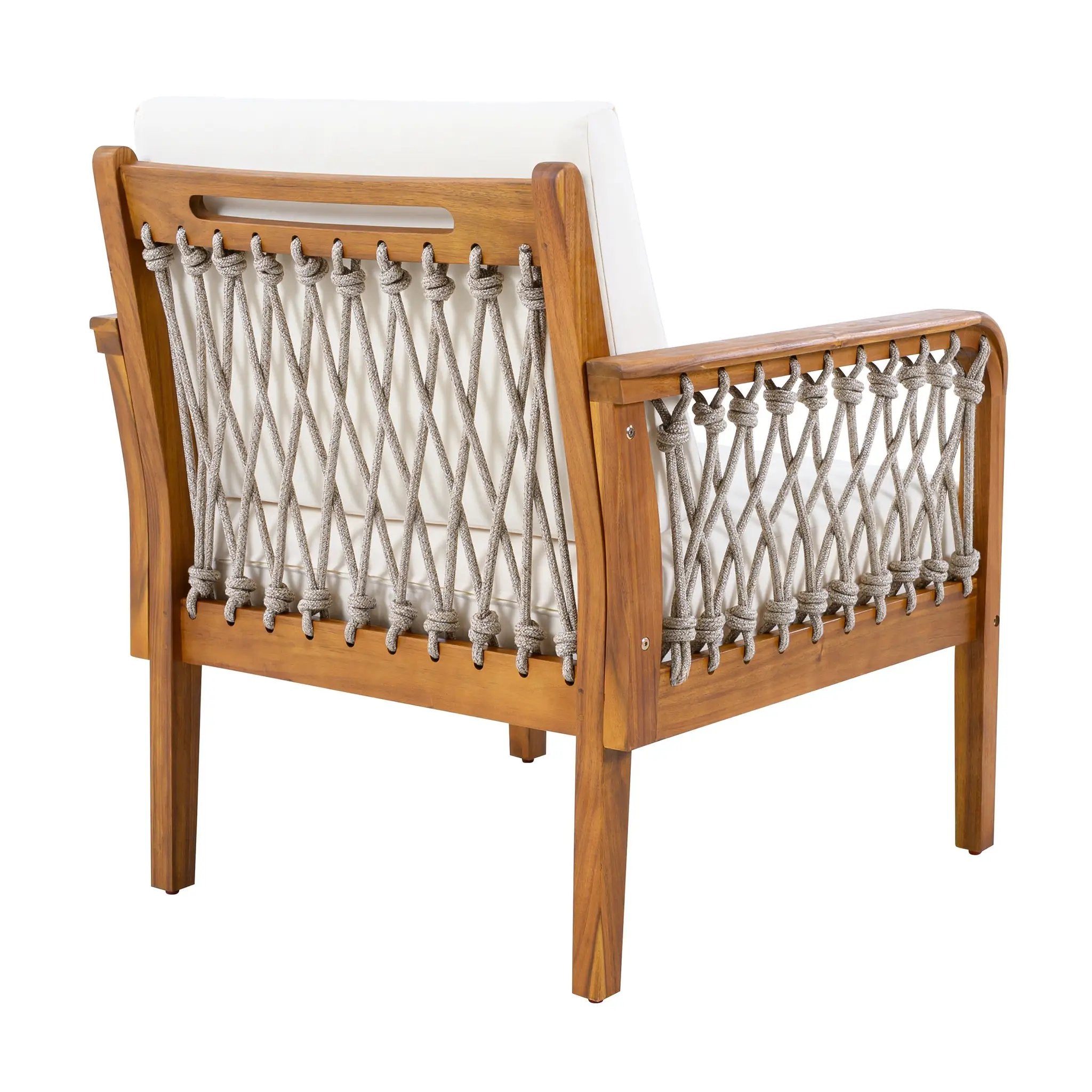 Outdoor Acacia Wood Club Chair with Handwoven Rope (Set of 2) by HouseOfZazla