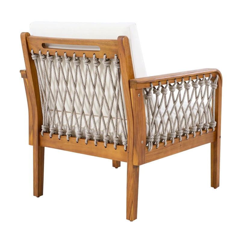 Outdoor Acacia Wood Club Chair with Handwoven Rope (Set of 2) by HouseOfZazla