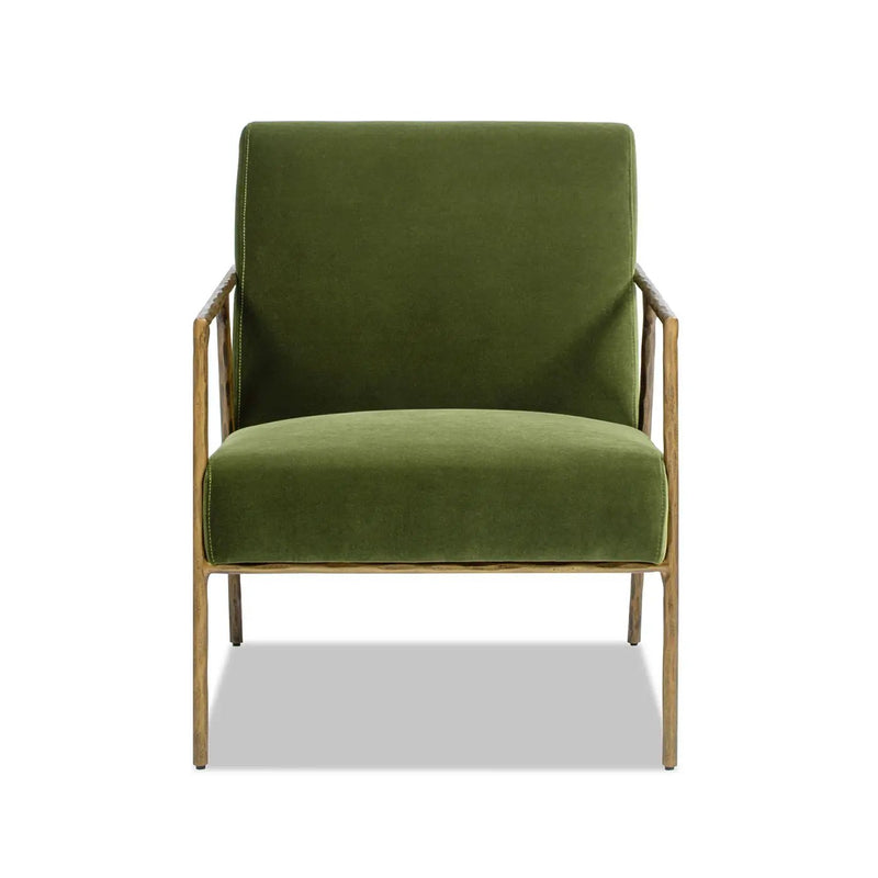 Aerin - Hammered Brass Upholstered Accent Arm Chair by HouseOfZazla