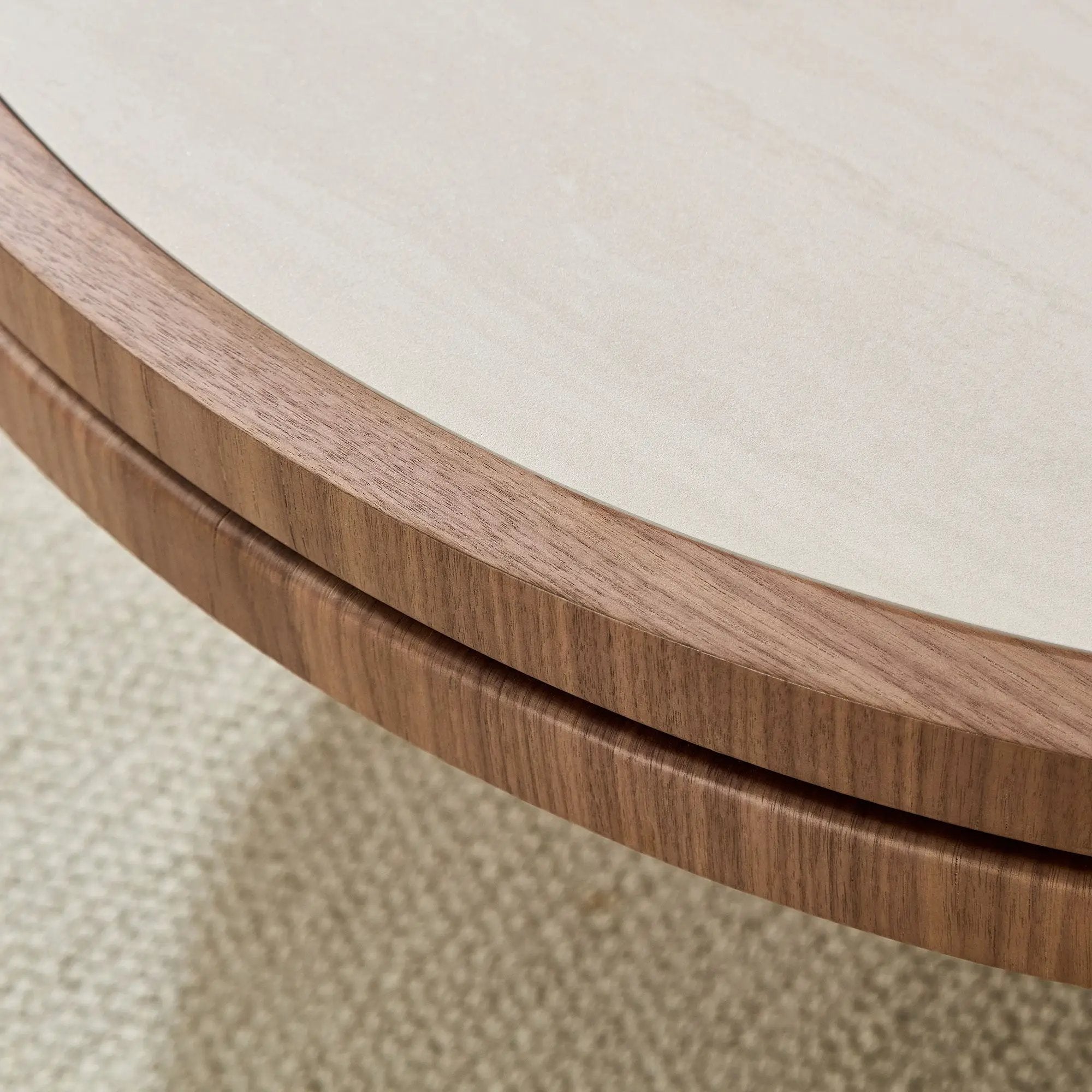 35.43 Inch Coffee Table with Sintered Stone Tabletop in Walnut by HouseOfZazla