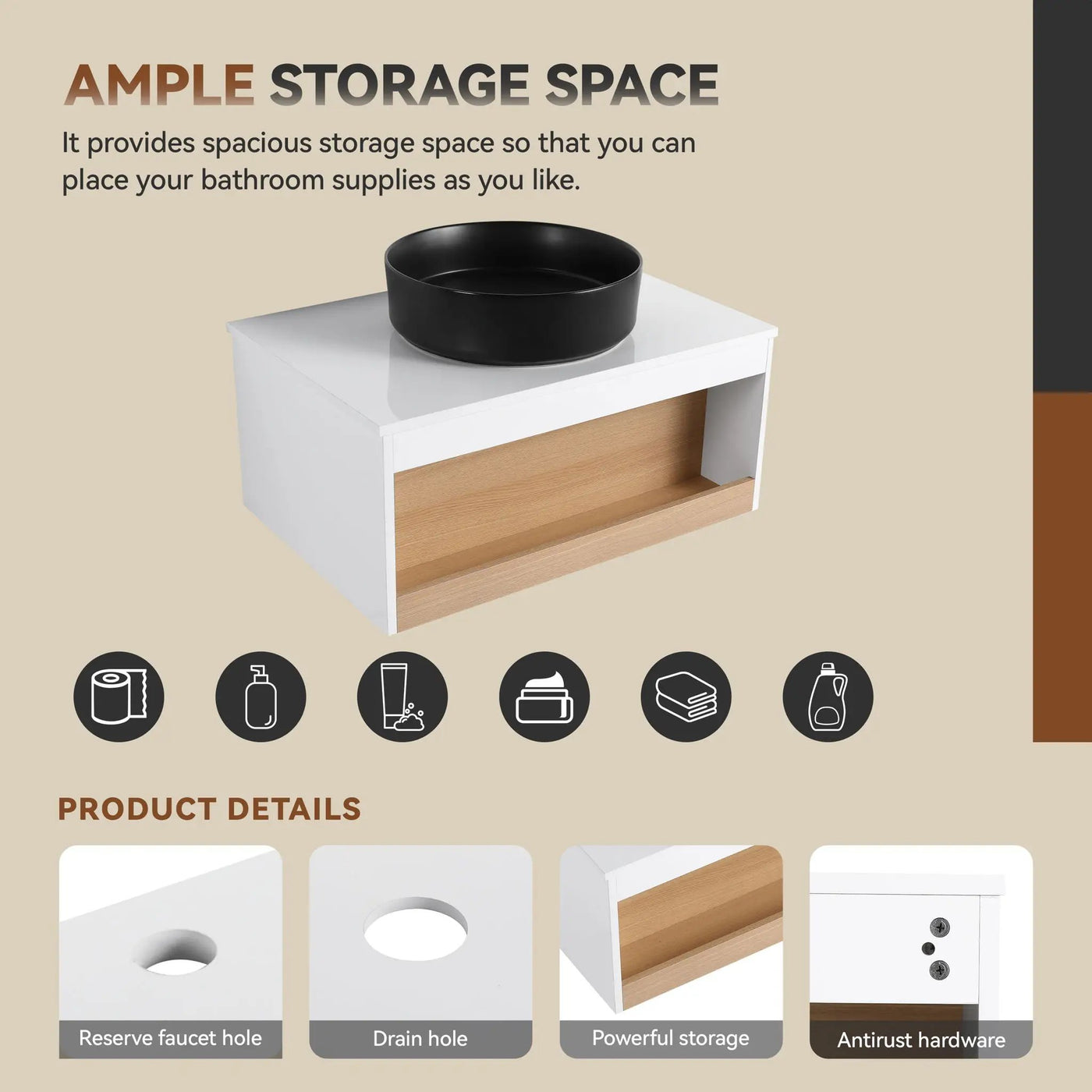 Floating Bathroom Vanity With Glossy Round Vessel Sink by HouseOfZazla