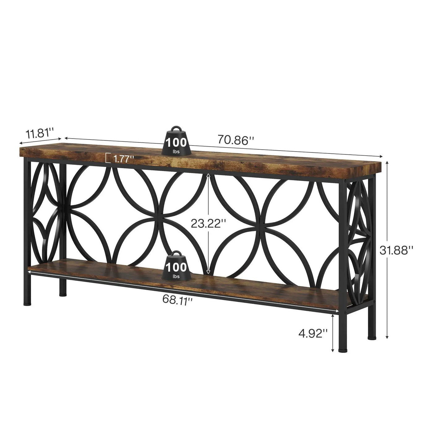 Extra Long Console Table With Open Storage Shelves by HouseOfZazla