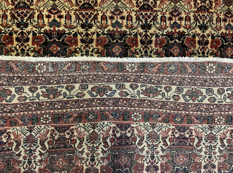 Antique Persian Afshar Rug 5x7, Wool Hand Knotted Oriental Carpet 5 x 7 ft, Repeated Motif Allover, Cream and Maroon, Tribal Rug, Medium Sized Rug, Zil-i-Sultan Design by Jewel Rugs