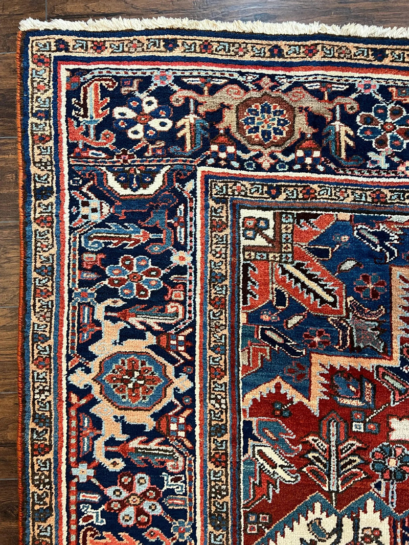 Antique Persian Heriz Rug – 11x16 Palace Size, Geometric Medallion, 1920s by Jewel Rugs