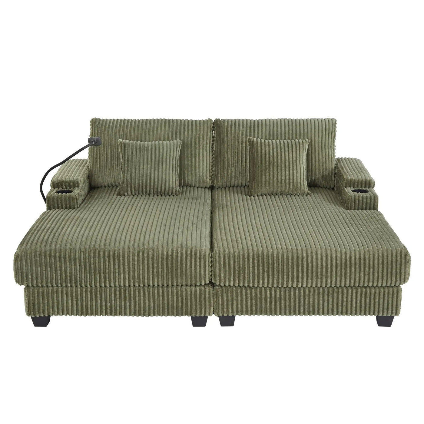 Modern Chaise Sofa With Adjustable Backrest, Cup Holders, Phone Holder & Storage Compartments by HouseOfZazla