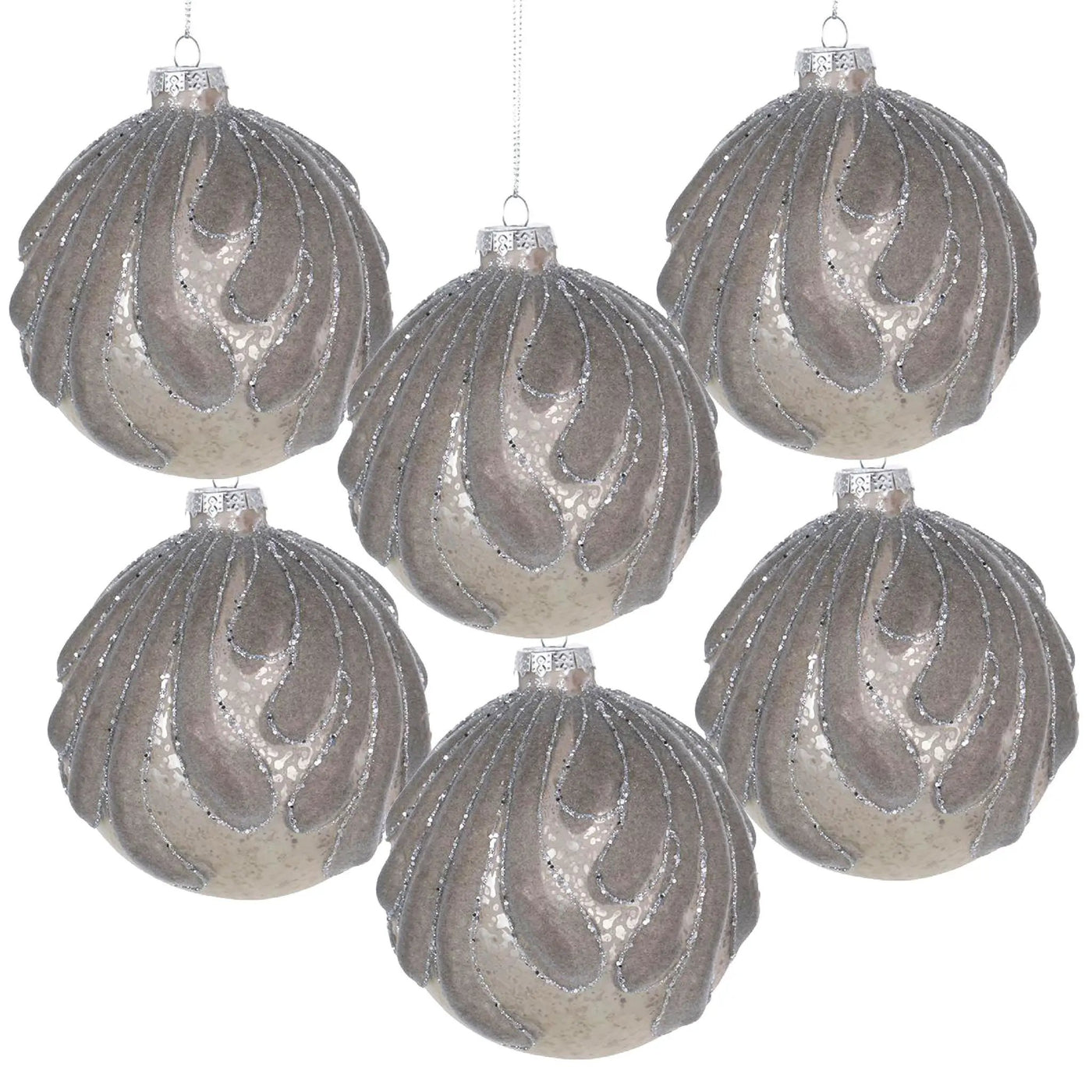 Decorative Hanging Glass Christmas Ball Ornaments - Set of 6 by HouseOfZazla
