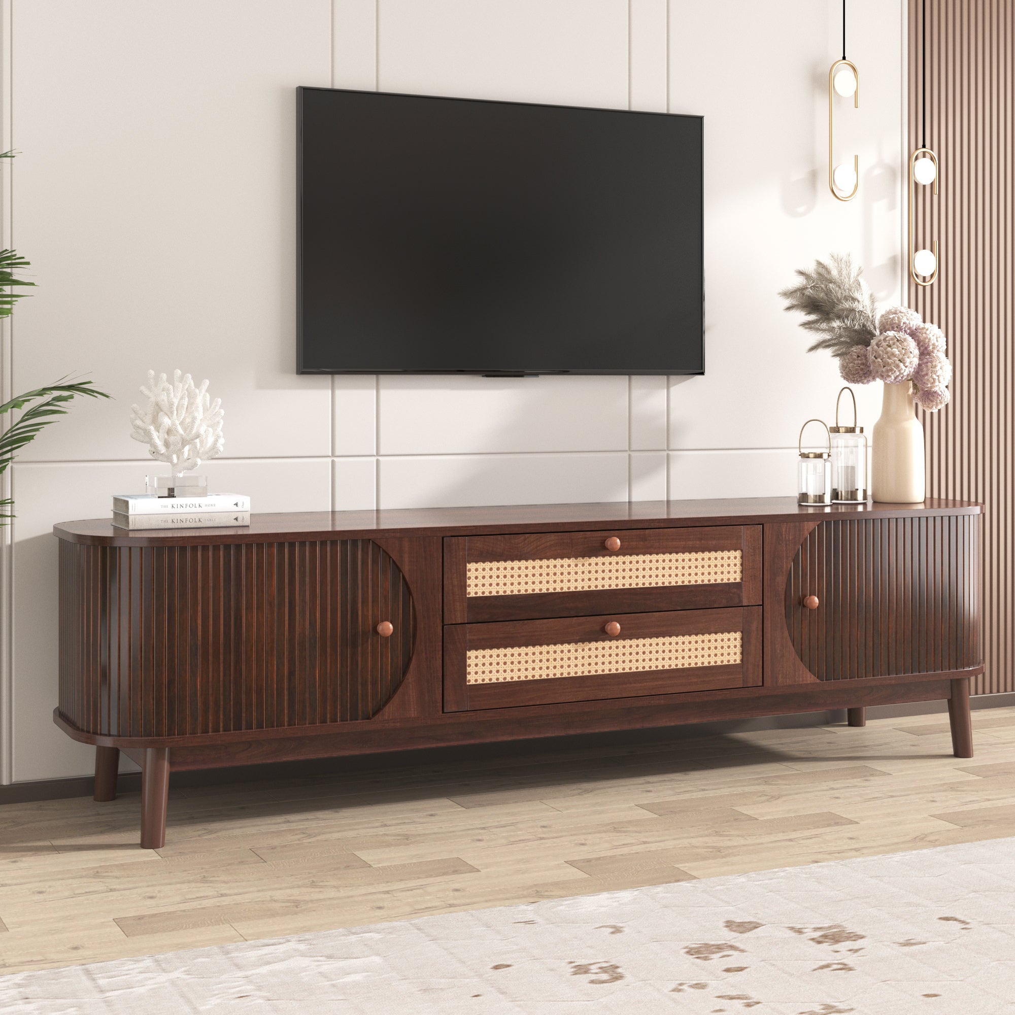 Modern Farmhouse Rattan TV Stand by BLAKHOM