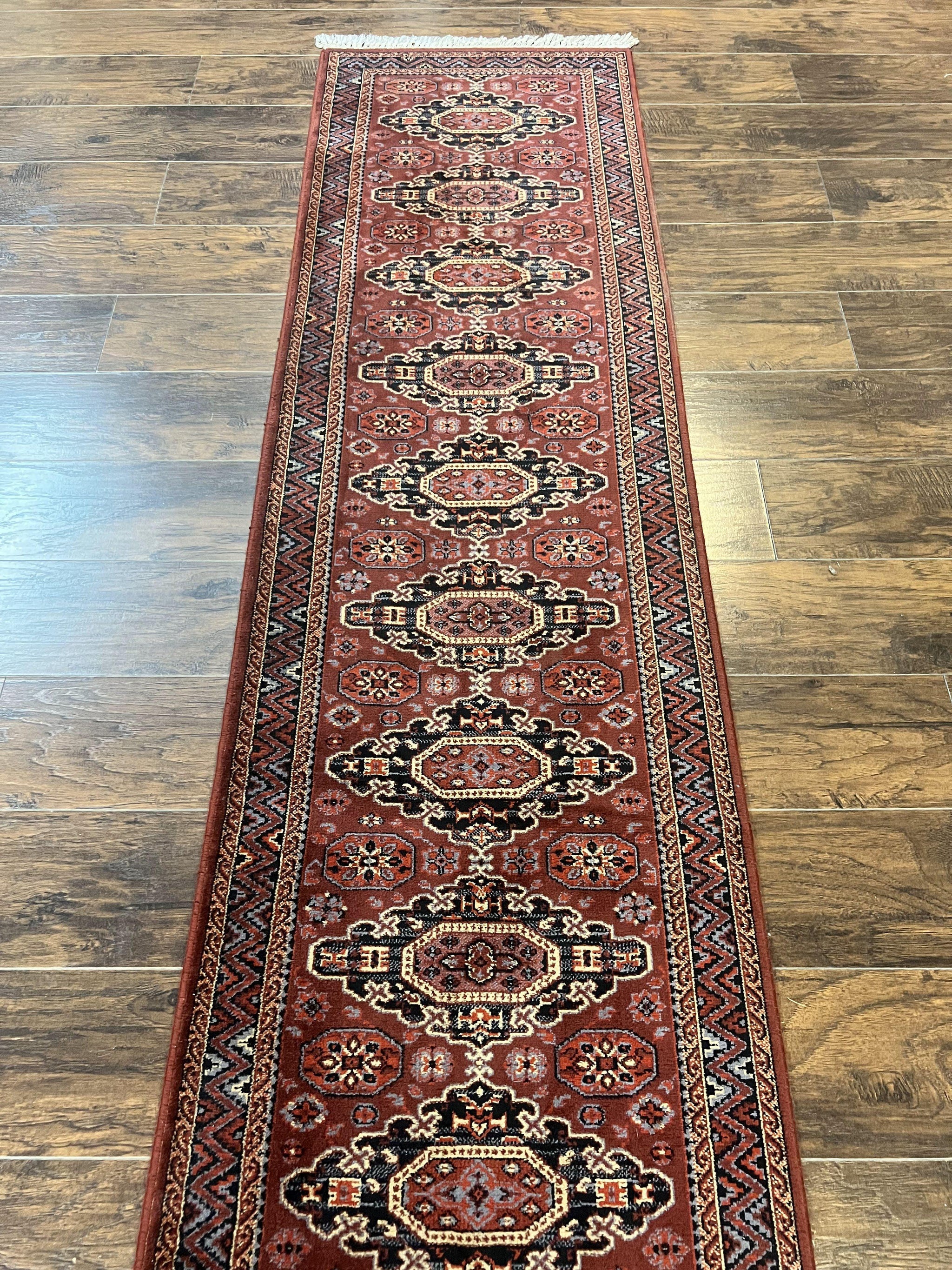 Belgium Power Loomed Runner Rug 2x9, Vintage Wool Rug for Hallway 2 x 9 ft, Red, Caucasian Persian Design, 9ft Runner by Jewel Rugs