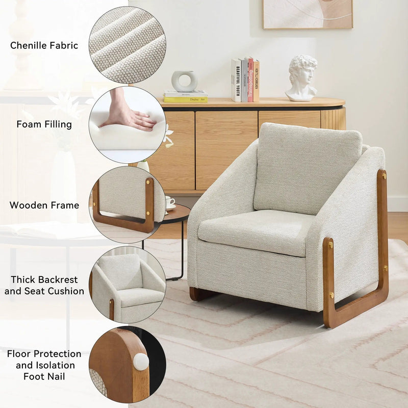 Modern Upholstered Armchair With Wooden Side Frame by HouseOfZazla