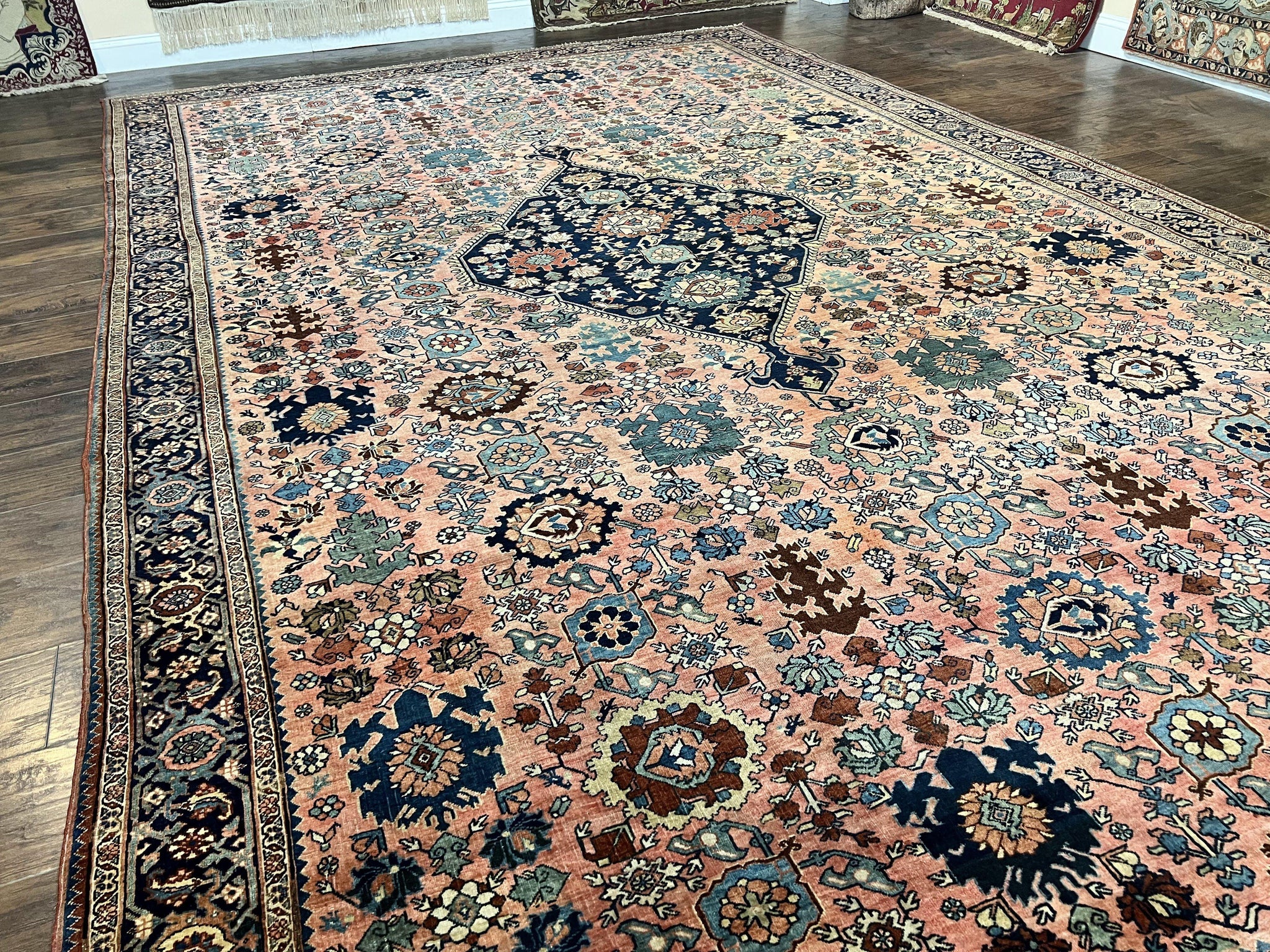 Rare Persian Sarouk Farahan Rug 9x15 – Antique Wool Carpet, Signed By Master Weaver by Jewel Rugs