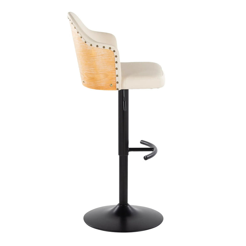 Ahoy - Contemporary Adjustable Barstool, Swivel With Rounded T Footrest (Set of 2) by Unique Piece Furniture