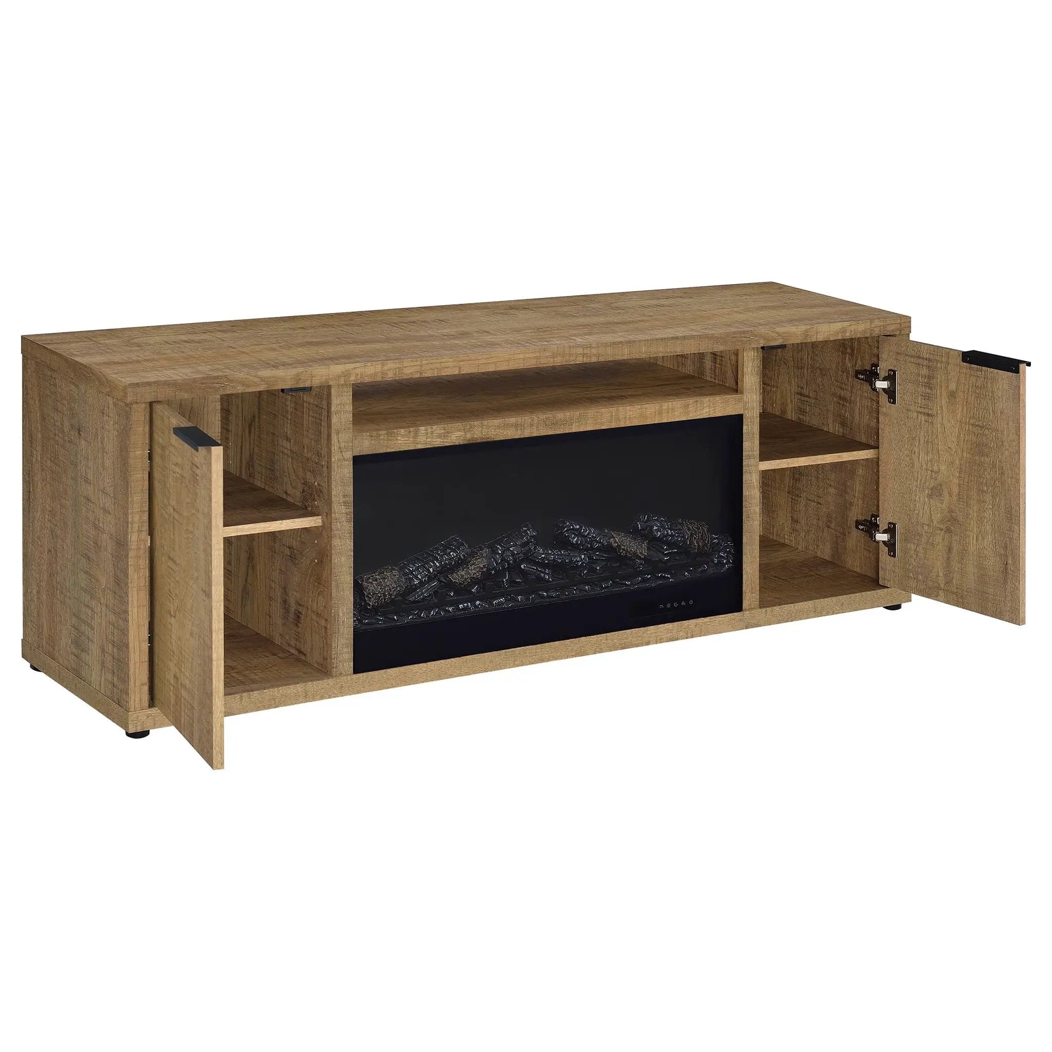 Fuller 60-inch 2-door TV Stand Fireplace Media Console Mango by Unique Piece Furniture