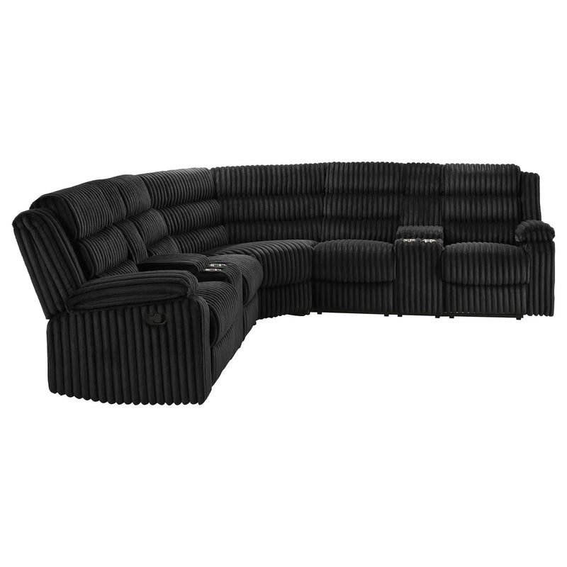 Atkinson Upholstered Reclining Sectional Sofa Black by Unique Piece Furniture