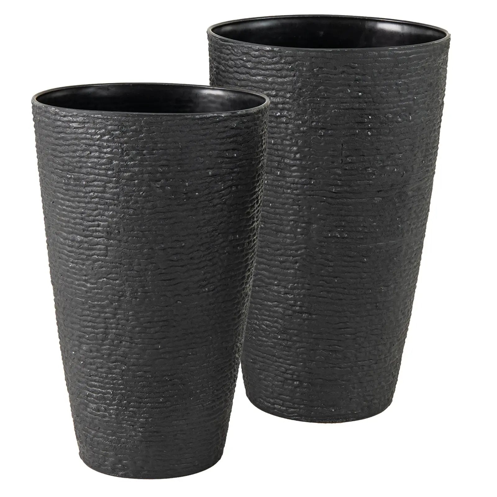 21 Inch Tall Round Plastic Planters Set of 2 Flower Pots with Drainage System-Black by DirectDeals