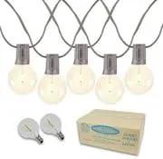 Novelty Lights 25 Feet G40 LED Patio String Lights with 25 Bulbs, Warm White, Weather Resistant and Shatterproof Replaceable Plastic Globe Bulbs, Brown Wire by GreenHaven Gardens