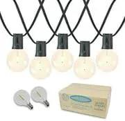 Novelty Lights 25 Feet G40 LED Patio String Lights with 25 Bulbs, Warm White, Weather Resistant and Shatterproof Replaceable Plastic Globe Bulbs, Black Wire by GreenHaven Gardens