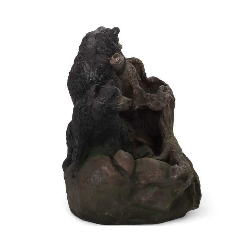 [CLEARANCE] Alora 22-Inch Weather-Resistant Outdoor Bears On A Log Floor Fountain With LED Lights (SAK77651) by SAKSBY WHOLESALE