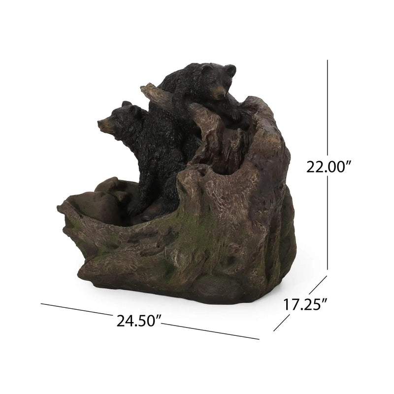 [CLEARANCE] Alora 22-Inch Weather-Resistant Outdoor Bears On A Log Floor Fountain With LED Lights (SAK77651) by SAKSBY WHOLESALE