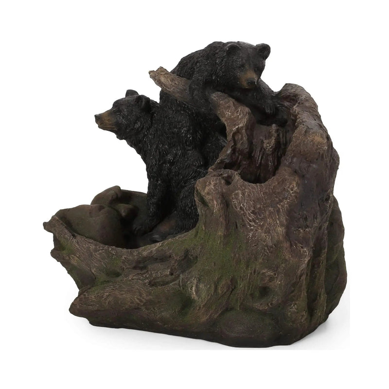 [CLEARANCE] Alora 22-Inch Weather-Resistant Outdoor Bears On A Log Floor Fountain With LED Lights (SAK77651) by SAKSBY WHOLESALE
