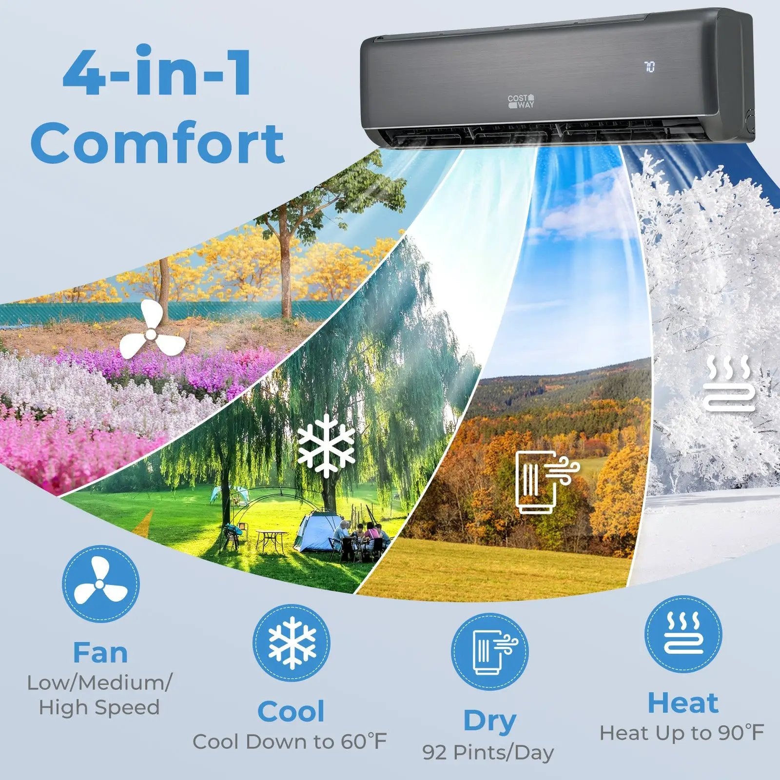 Energy Star Certified 24000 BTU 21 SEER2 208-230V Mini Split Air Conditioner and Heater Gray Wifi Enabled by DirectDeals