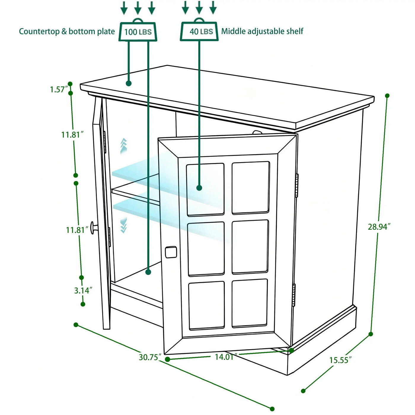 Sideboard Cabinet With Mirrored Doors, Adjustable Shelf, Metal Handles by HouseOfZazla