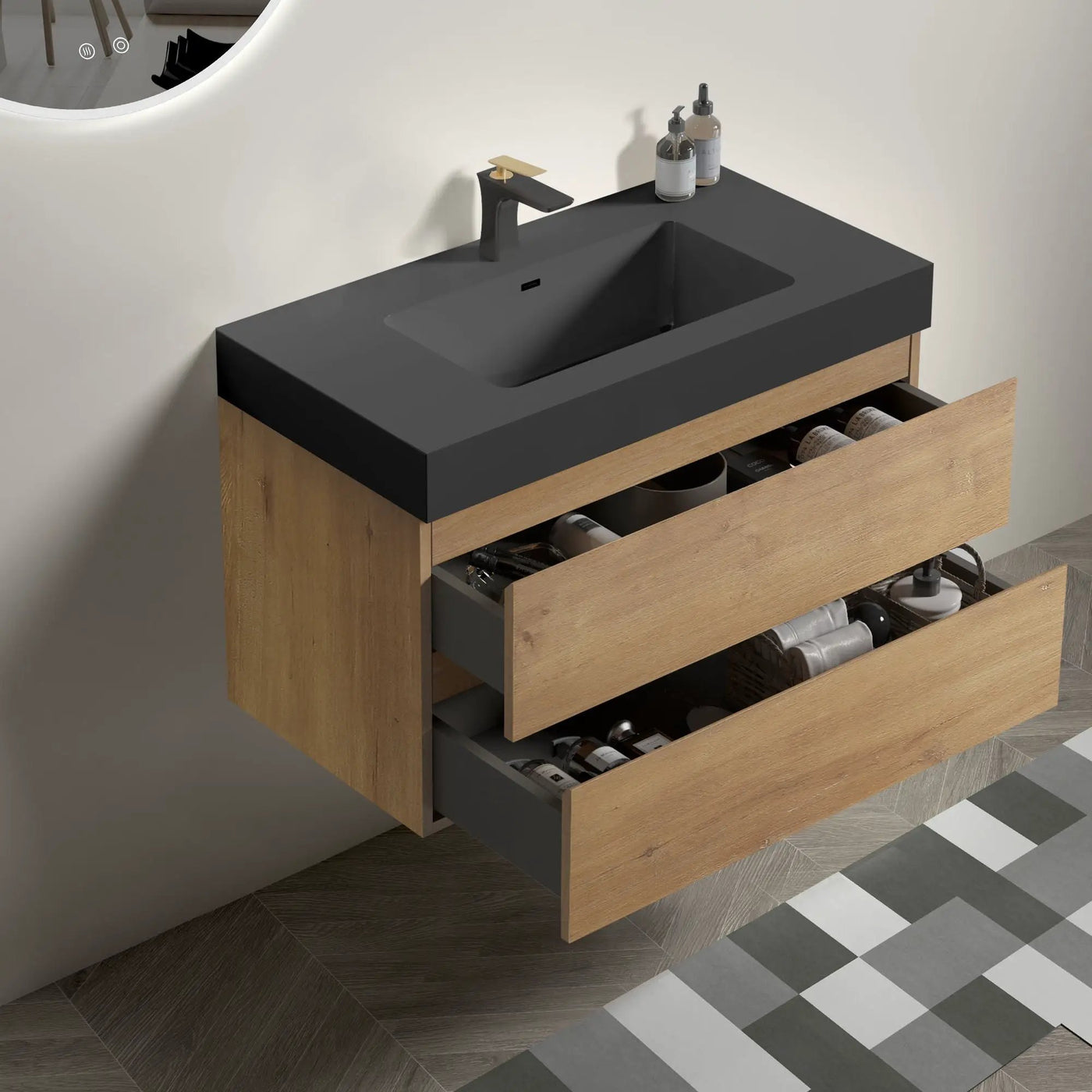 Alice Natural Oak Bathroom Vanity With Sink by HouseOfZazla