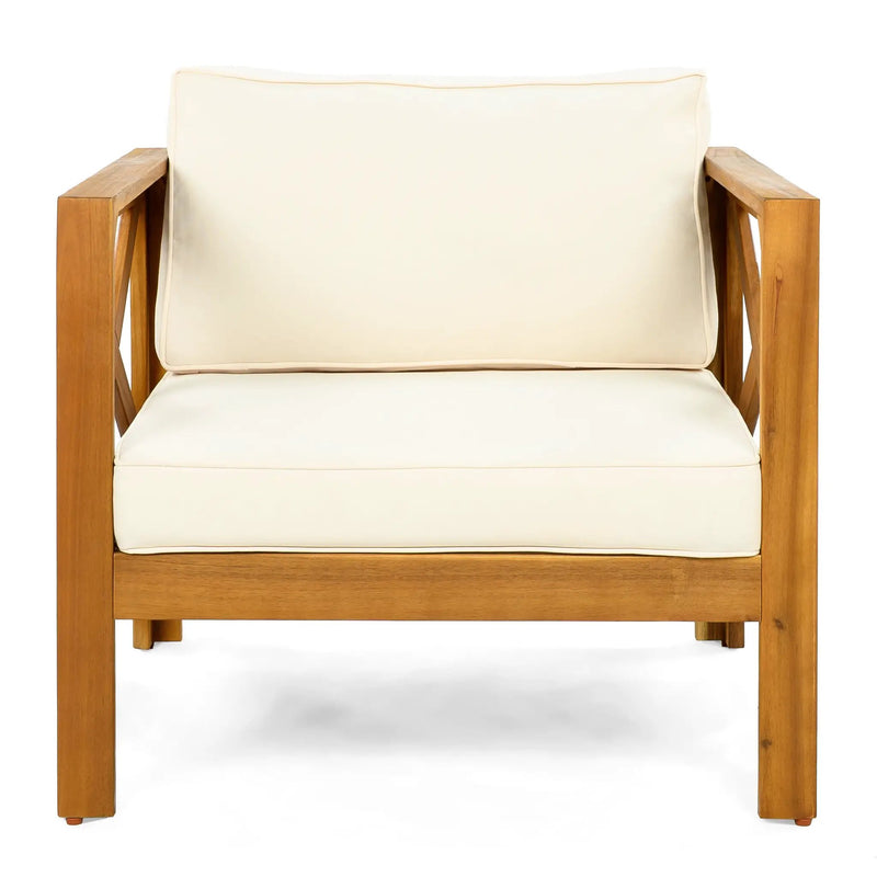 Outdoor Acacia Wood Club Armchair with Cushions (Set of 4) by HouseOfZazla