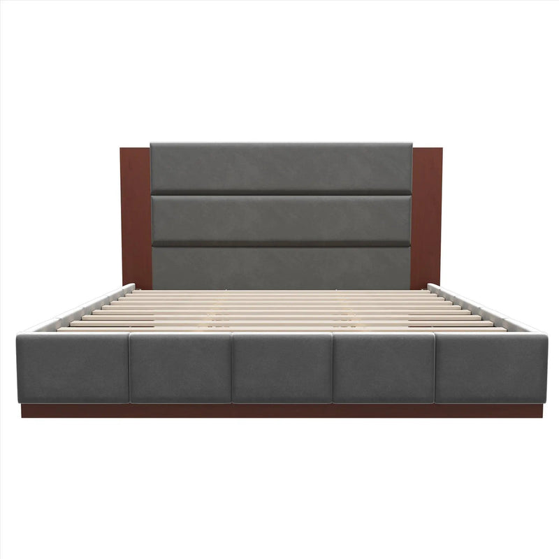 Modern Upholstered Platform Bed With Extended Headboard by HouseOfZazla